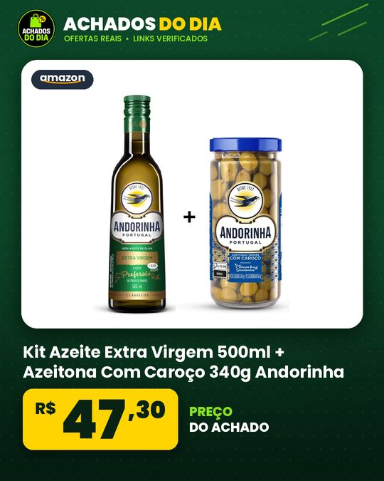 Kit Azeite Extra Virgem 500ml + Azeitona Com Caroço 340g Andorinha