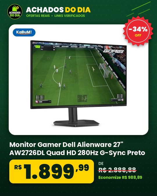 Monitor Gamer Dell Alienware 27" AW2726DL Quad HD 280Hz G-Sync Preto - 210-BWQM