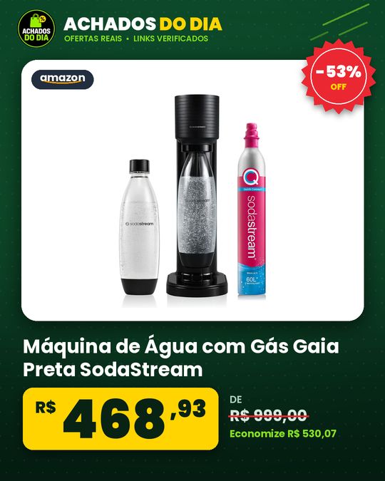 Máquina de Água com Gás Gaia Preta SodaStream
