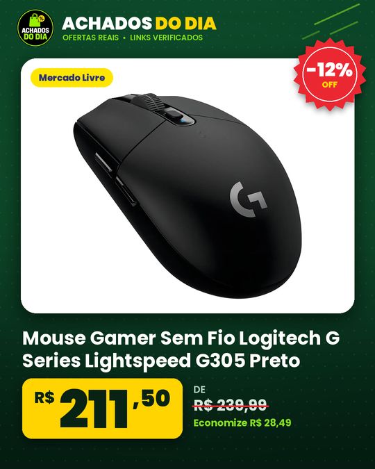 Mouse Gamer Sem Fio Logitech G Series Lightspeed G305 Preto