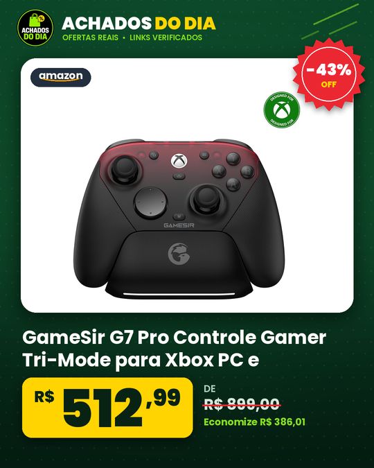 GameSir G7 Pro Controle Gamer Tri-Mode para Xbox PC e Android Sem Fio 2.4GBluetooth e Com Fio Joystick Hall Effect + T