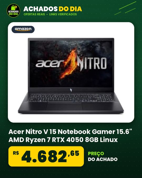 Acer Nitro V 15 Notebook Gamer 15.6" AMD Ryzen 7 RTX 4050 8GB Linux
