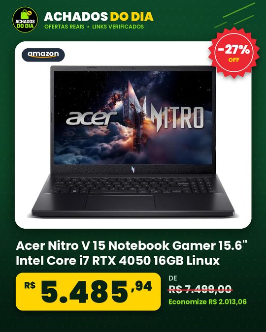 Acer Nitro V 15 Notebook Gamer 15.6" Intel Core i7 RTX 4050 16GB Linux