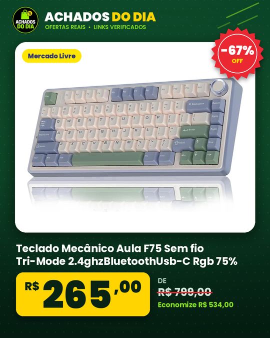 Teclado Mecânico Aula F75 Sem fio Tri-Mode 2.4ghzBluetoothUsb-C Rgb 75%