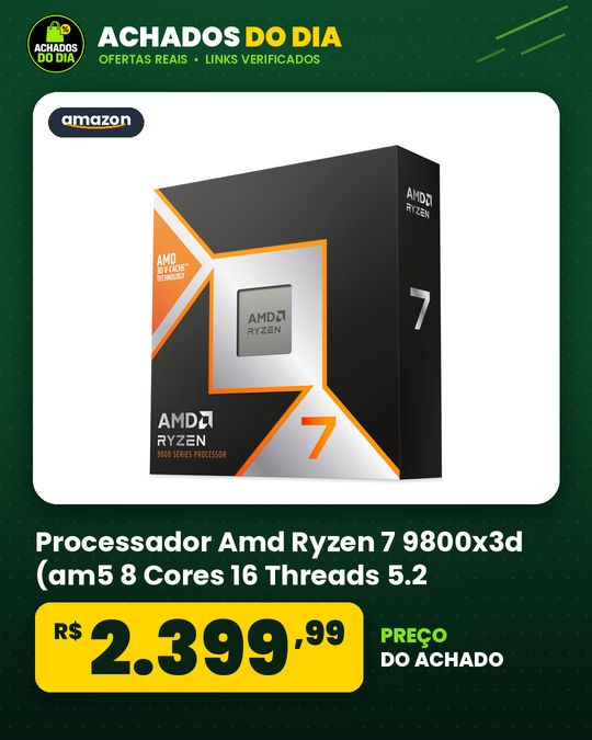 Processador Amd Ryzen 7 9800x3d (am5 8 Cores 16 Threads 5.2 Ghz 104mb Cacheradeon Graphicssem Cooler)