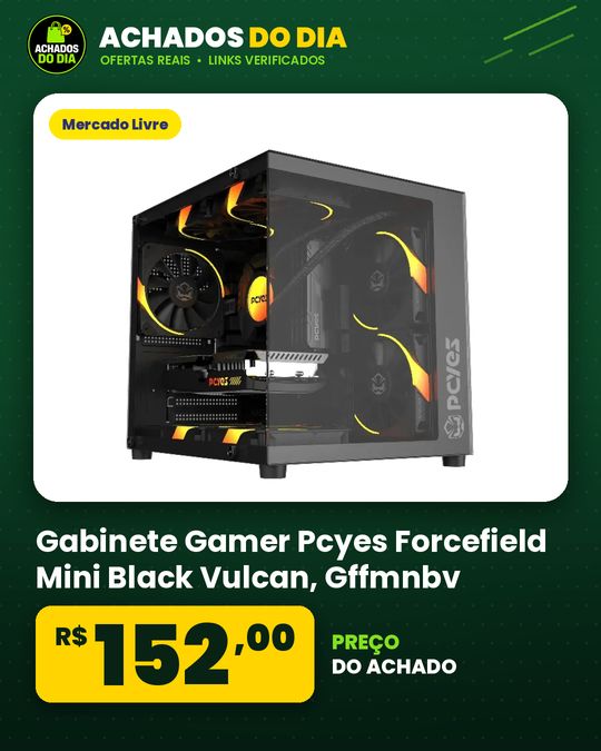 Gabinete Gamer Pcyes Forcefield Mini Black Vulcan - Gffmnbv