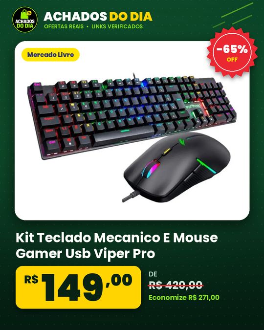 Kit Teclado Mecanico E Mouse Gamer Usb Viper Pro