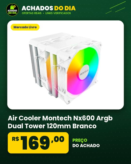 Air Cooler Montech Nx600 Argb Dual Tower 120mm Branco