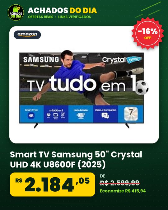 Smart TV Samsung 50" Crystal UHD 4K U8600F (2025)