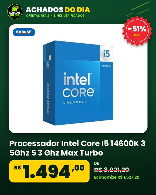 Processador Intel Core I5 14600K 3 5Ghz 5 3 Ghz Max Turbo Cache 24 MB 14 Nucleos 20 Threads Lga 1700 Com