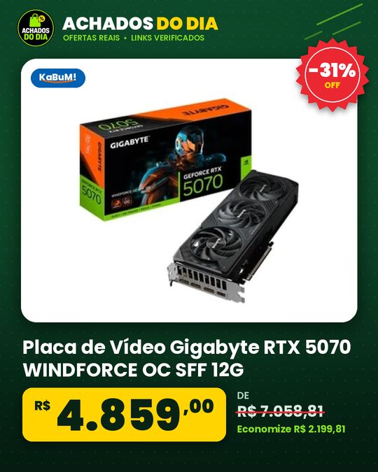 Placa de Vídeo Gigabyte RTX 5070 WINDFORCE OC SFF 12G