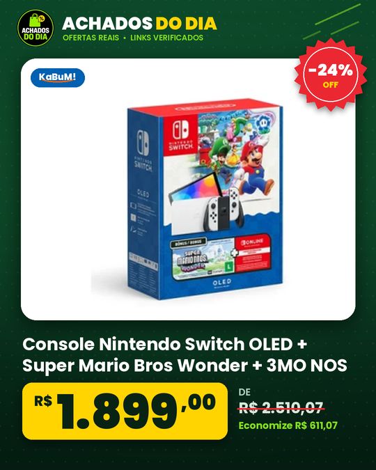 Console Nintendo Switch OLED + Super Mario Bros Wonder + 3MO NOS - NT000053NSW