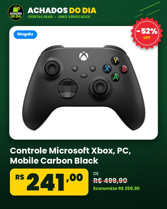 Controle Microsoft Xbox, PC, Mobile Carbon Black