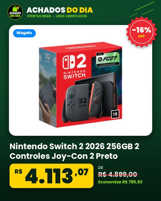 Nintendo Switch 2 2026 256GB 2 Controles Joy-Con 2 Preto com EA Sports FC 27