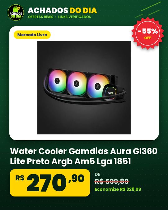 Water Cooler Gamdias Aura Gl360 Lite Preto Argb Am5 Lga 1851