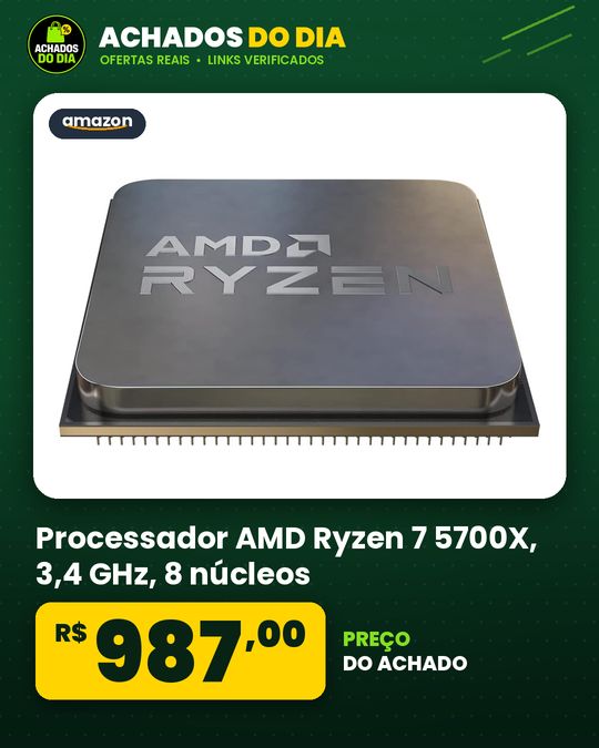 Processador AMD Ryzen 7 5700X, 3,4 GHz, 8 núcleos, 16 threads, cache de 32 MB, soquete AM4, OEM