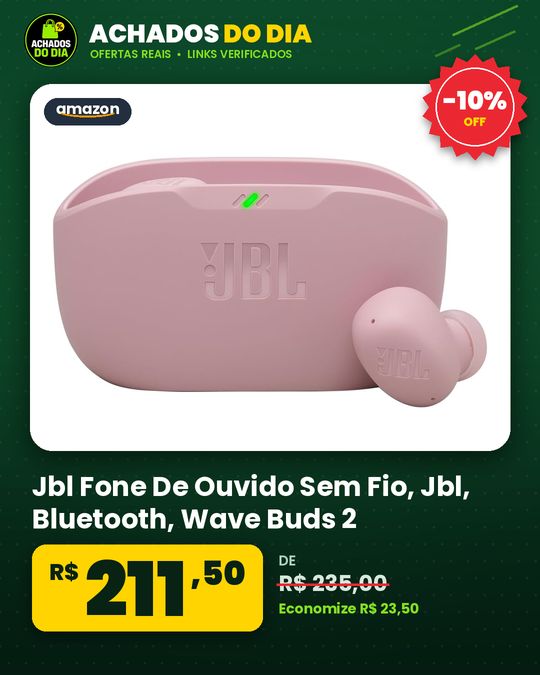 Jbl Fone De Ouvido Sem Fio, Jbl, Bluetooth, Wave Buds 2, Intra Auricular, Sem Fio, Resistente À Água E Poeira
