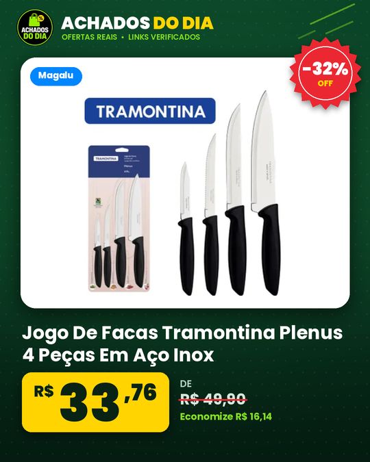 Jogo De Facas Tramontina Plenus 4 Peças Em Aço Inox