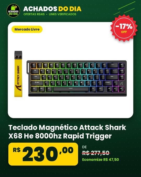 Teclado Magnético Attack Shark X68 He 8000hz Rapid Trigger Cor De Teclado Preto