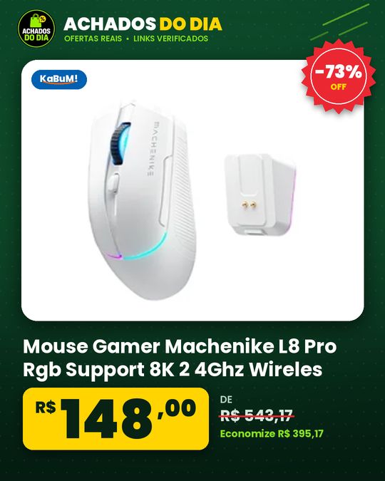 Mouse Gamer Machenike L8 Pro Rgb Support 8K 2 4Ghz Wireles Dock Rgb Carregamento Sem Fio Branco Jj02G3006