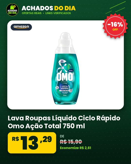 Lava Roupas Líquido Ciclo Rápido Omo Ação Total 750 ml