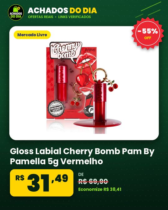 Gloss Labial Cherry Bomb Pam By Pamella 5g Vermelho