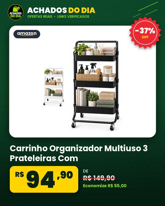 Carrinho Organizador Multiuso 3 Prateleiras Com Rodinhasestantefruteira (preto)
