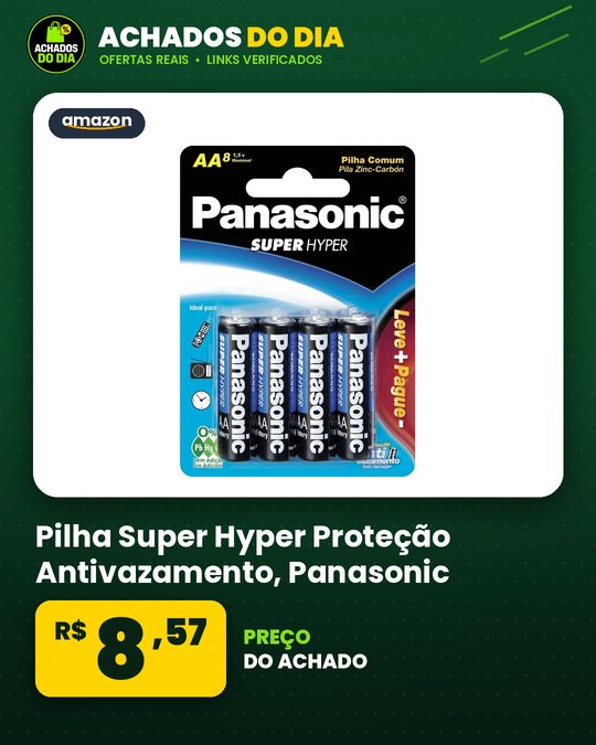 Pilha Super Hyper Proteção Antivazamento, Panasonic, 8 unidades