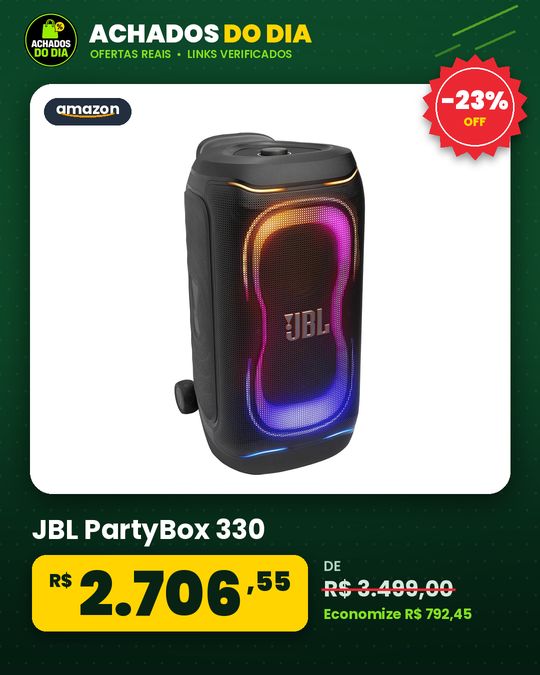 JBL PartyBox 330, Caixa de Som Bluetooth Portátil para Festas, Preta