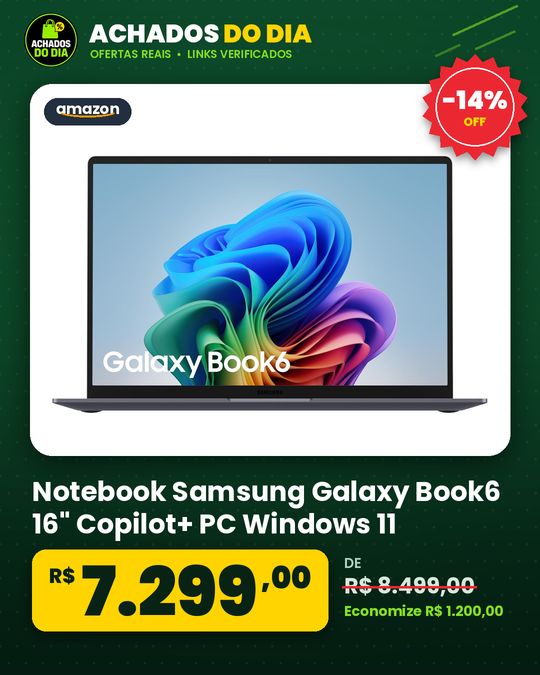 Notebook Samsung Galaxy Book6 16" Copilot+ PC Windows 11 Home Ultra 5 16GB 512GB SSD 1.74 kg