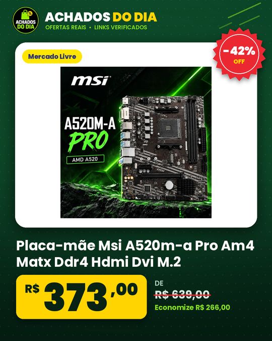 Placa-mãe Msi A520m-a Pro Am4 Matx Ddr4 Hdmi Dvi M.2