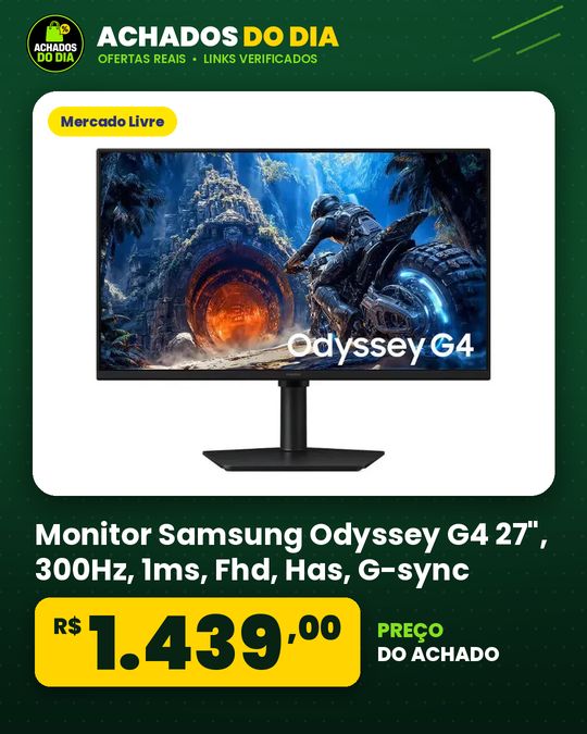 Monitor Samsung Odyssey G4 27", 300Hz, 1ms, Fhd, Has, G-sync, FreeSync, Dp, Hdmi