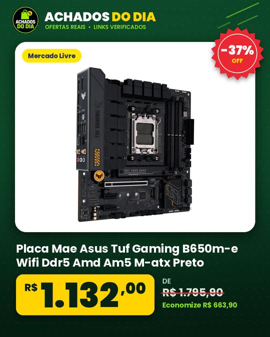 Placa Mae Asus Tuf Gaming B650m-e Wifi Ddr5 Amd Am5 M-atx Preto