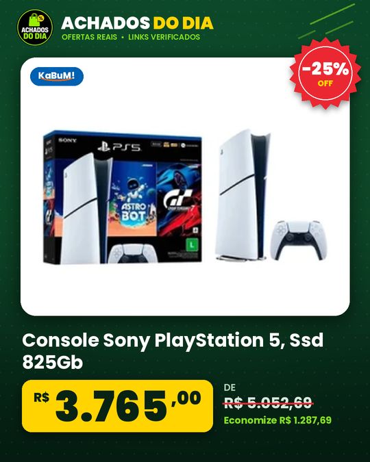 Console Sony PlayStation 5, Ssd 825Gb, Controle Sem Fio DualSense + 2 Jogos Digitais, Edição Digital