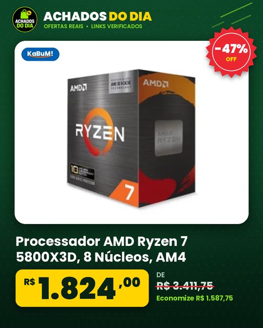 Processador AMD Ryzen 7 5800X3D, 8 Núcleos, AM4