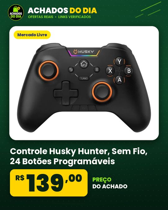 Controle Husky Hunter - Sem Fio, 24 Botões Programáveis, Rgb Preto