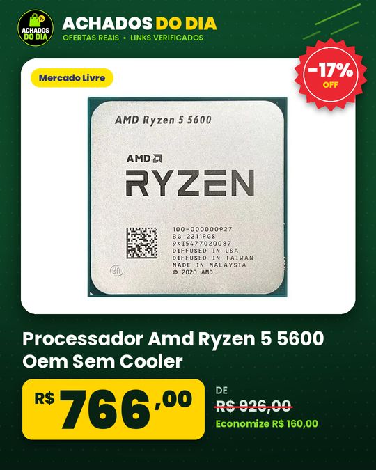 Processador Amd Ryzen 5 5600 Oem Sem Cooler