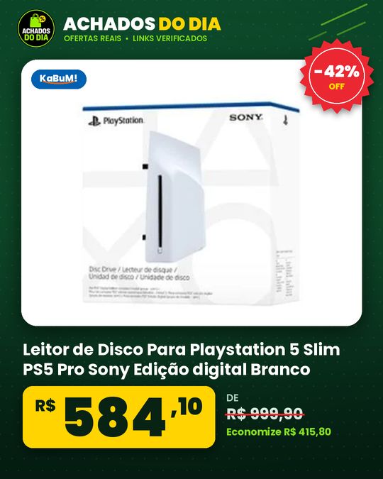 Leitor de Disco Para Playstation 5 Slim PS5 Pro Sony Edição digital Branco - CFI-2000 - slim