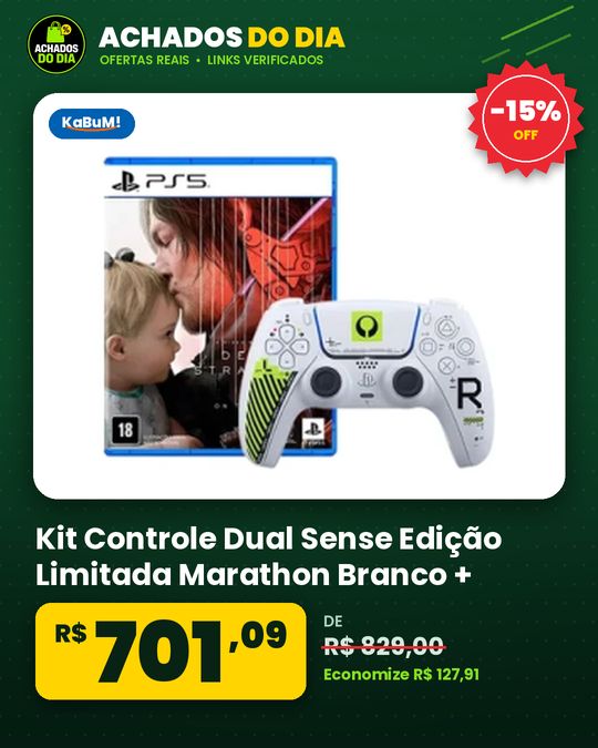 Kit Controle Dual Sense Edição Limitada Marathon Branco + Death Stranding 2: On The Beach PS5