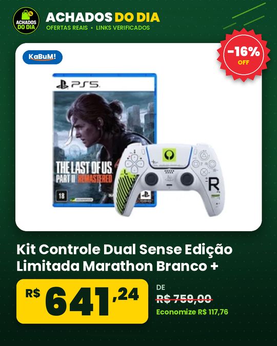 Kit Controle Dual Sense Edição Limitada Marathon Branco + The Last of Us Part II Remastered PS5