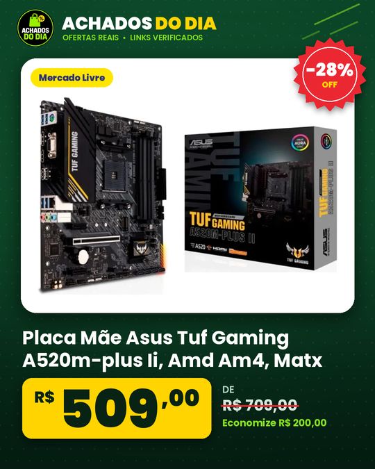 Placa Mãe Asus Tuf Gaming A520m-plus Ii, Amd Am4, Matx, Ddr4 Preto