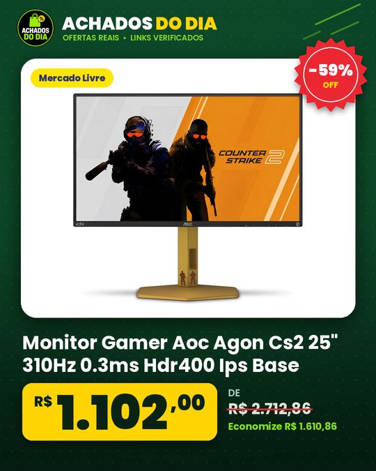 Monitor Gamer Aoc Agon Cs2 25" 310Hz 0.3ms Hdr400 Ips Base Ajustável Cs25g cs 2