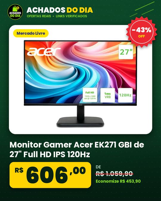 Monitor Gamer Acer EK271 GBI de 27" Full HD IPS 120Hz