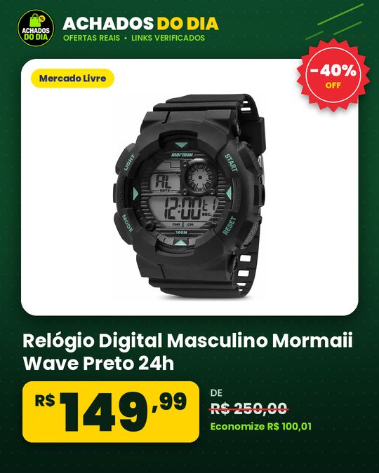 Relógio Digital Masculino Mormaii Wave Preto 24h