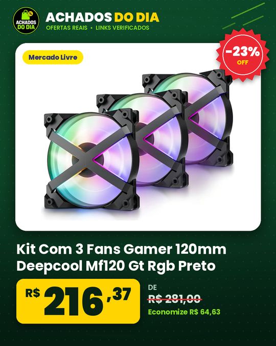 Kit Com 3 Fans Gamer 120mm Deepcool Mf120 Gt Rgb Preto