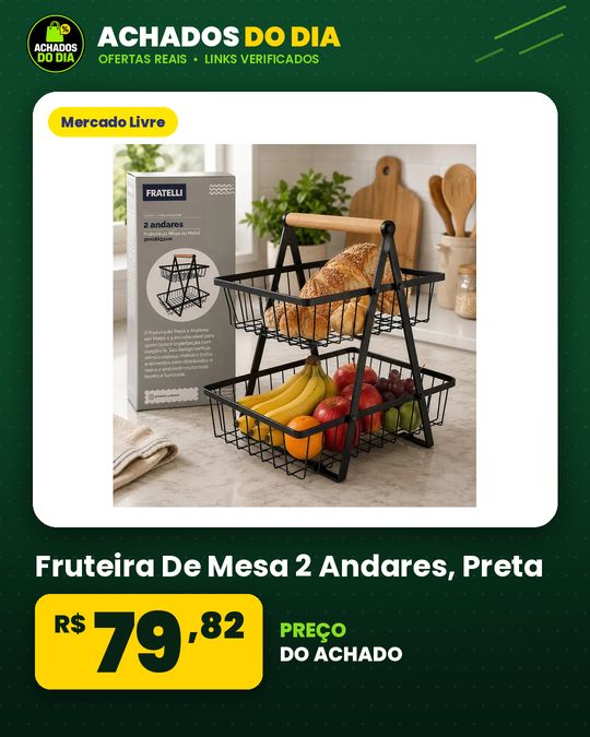 Fruteira De Mesa 2 Andares - Preta