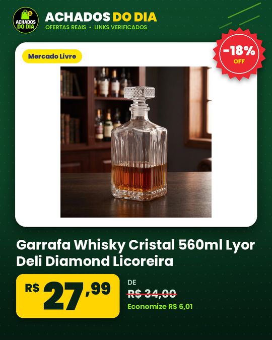 Garrafa Whisky Cristal 560ml Lyor Deli Diamond Licoreira