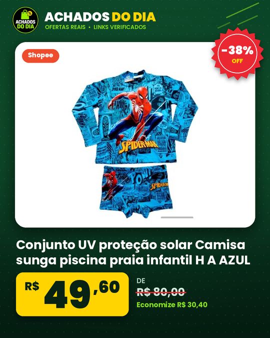 Conjunto UV proteção solar Camisa sunga piscina praia infantil H A AZUL