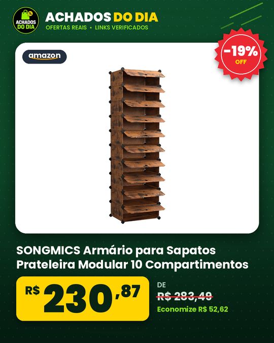 SONGMICS Armário para Sapatos Prateleira Modular 10 Compartimentos