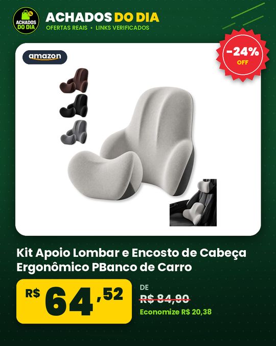 Kit Apoio Lombar e Encosto de Cabeça Ergonômico PBanco de Carro